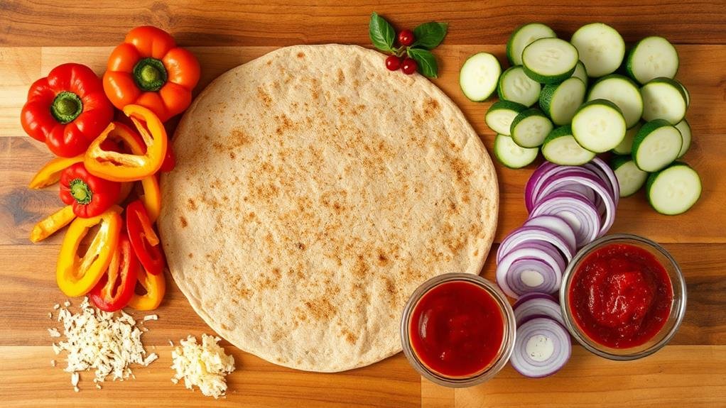 roasted vegetable lavash pizza