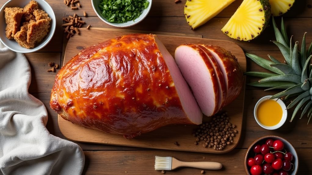 delicious sweet glazed ham