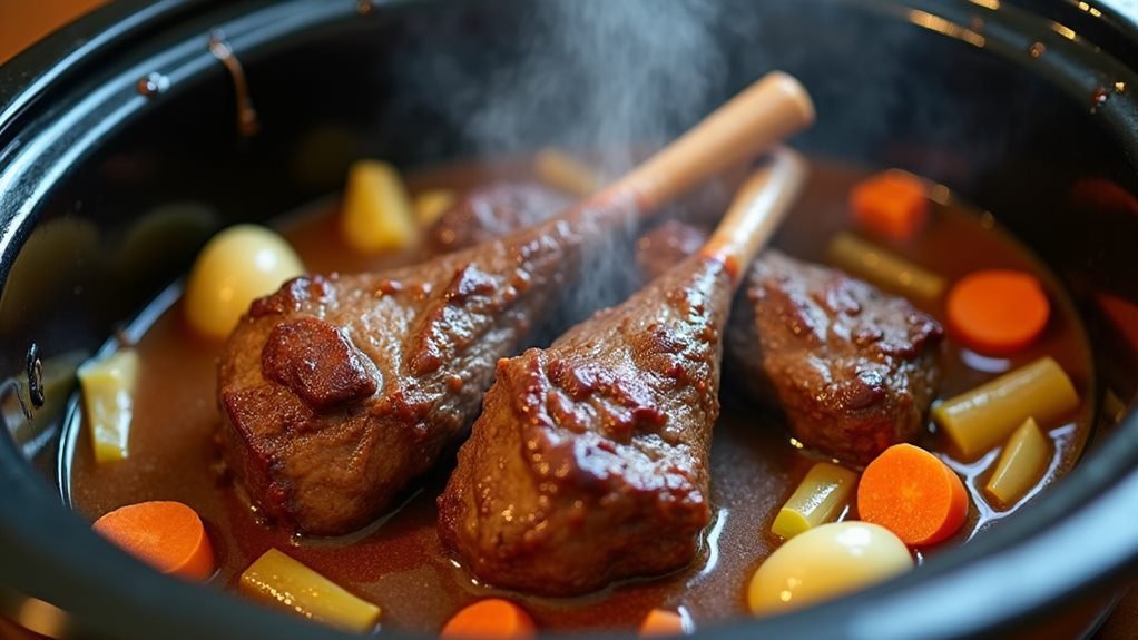 slow cooked tender lamb shanks