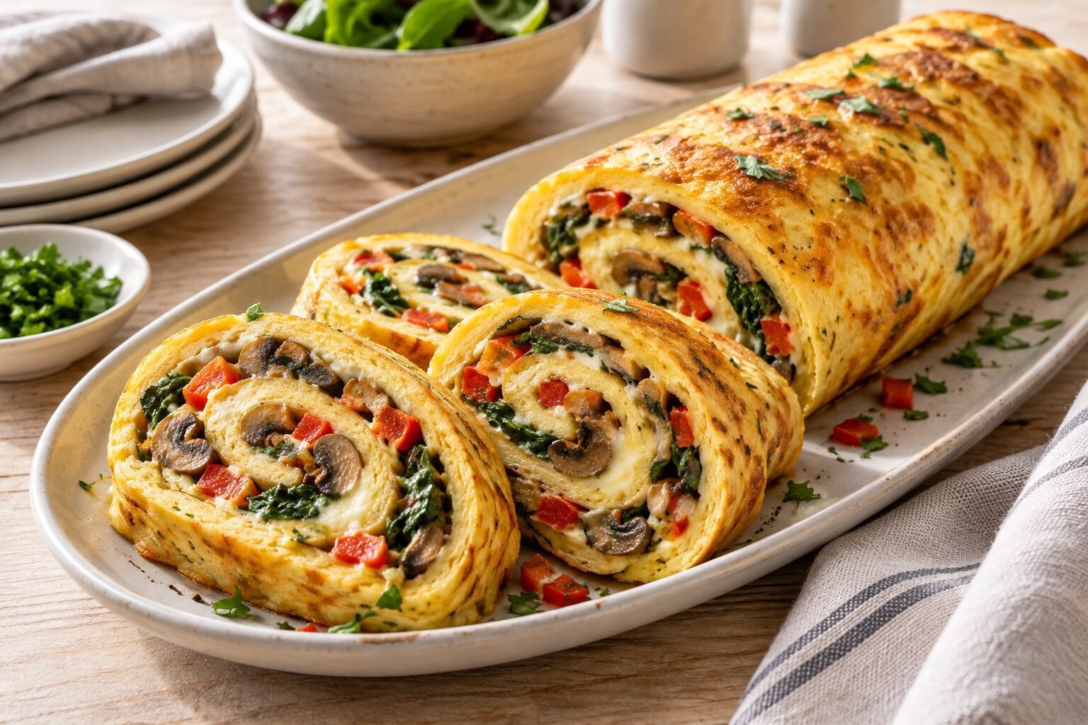 Spiral Vegetable Omelet Roll – 12 Eggs
