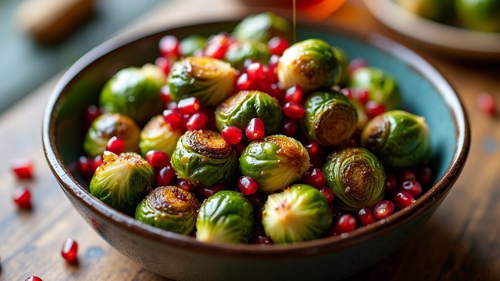 brussels sprouts with pomegranate hazelnut