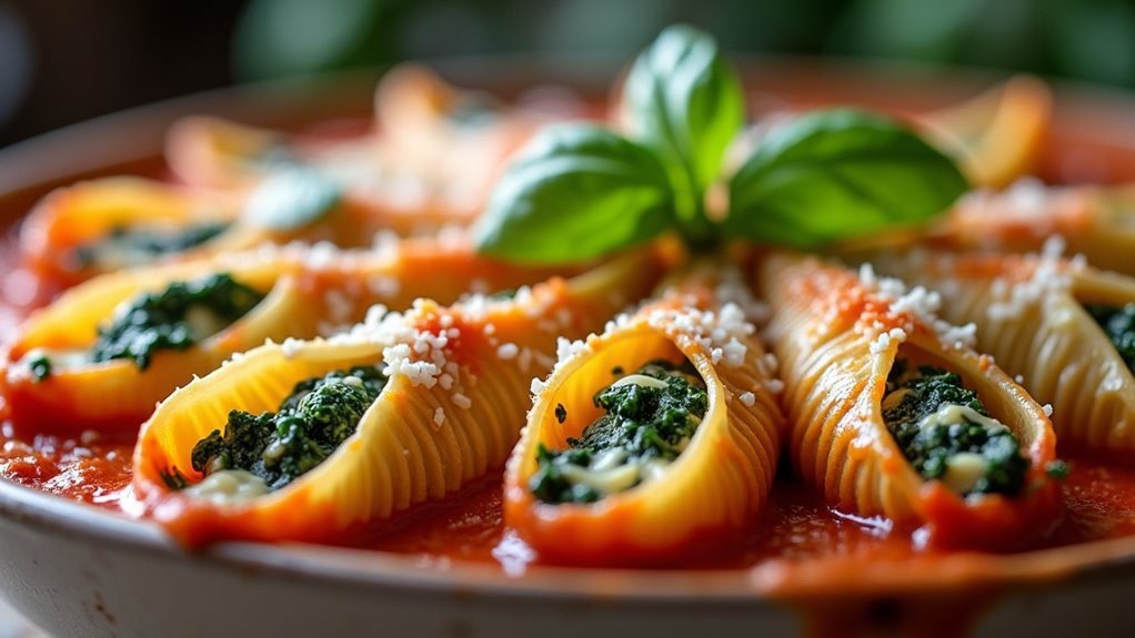 cheesy spinach pasta shells