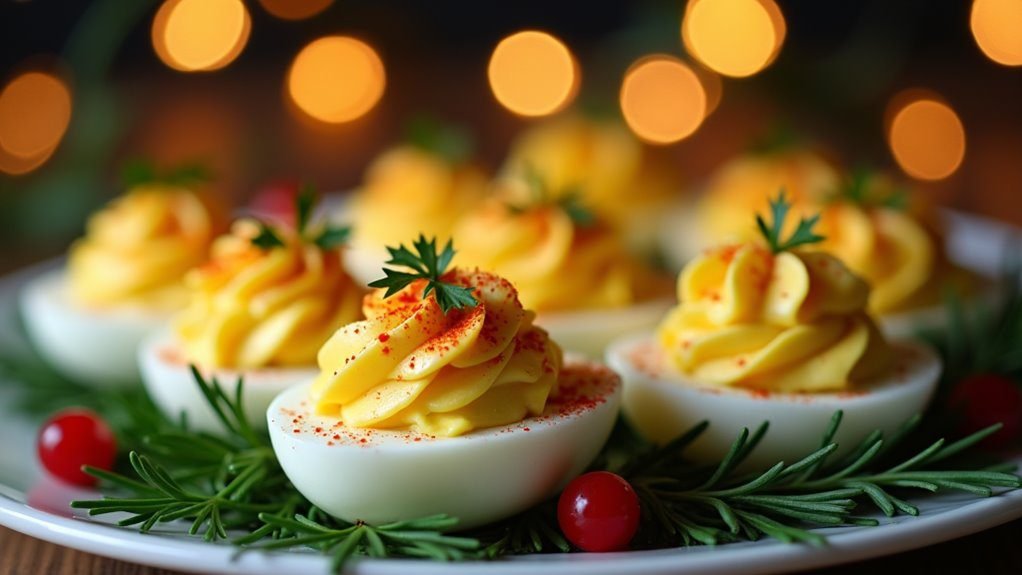 festive holiday deviled eggs