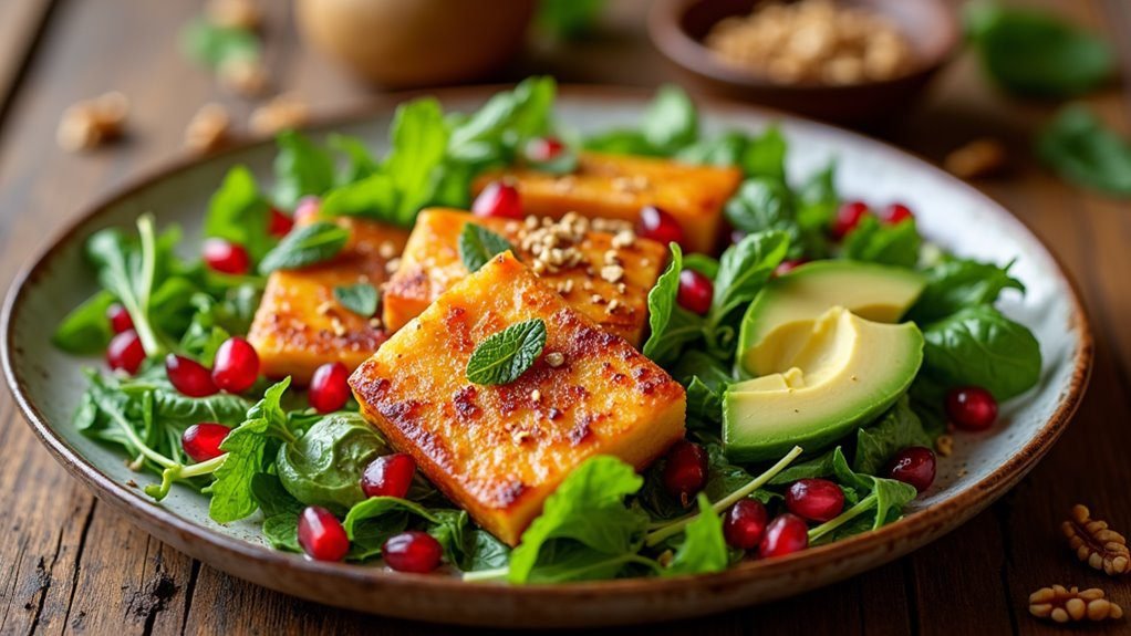 honey glazed halloumi salad