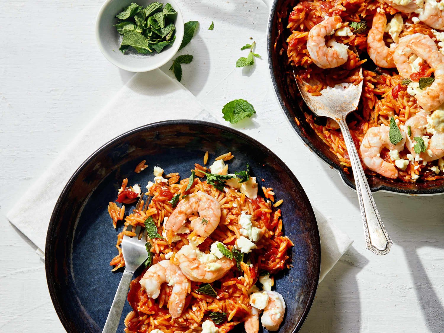 Orzo Skillet with Shrimp and Feta
