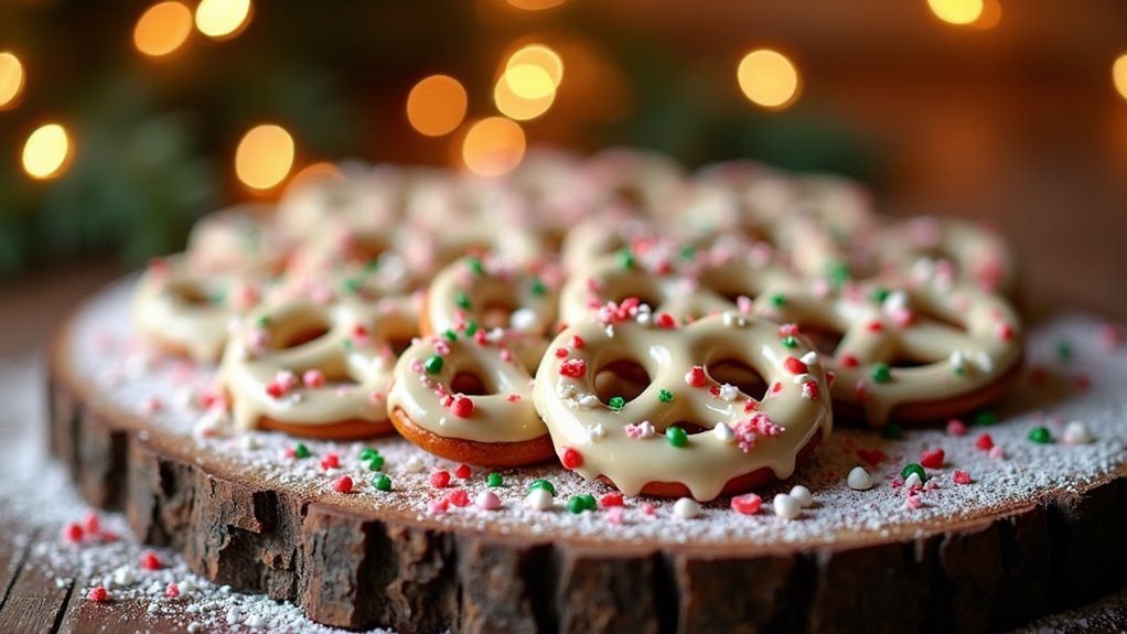 minty chocolate covered pretzels