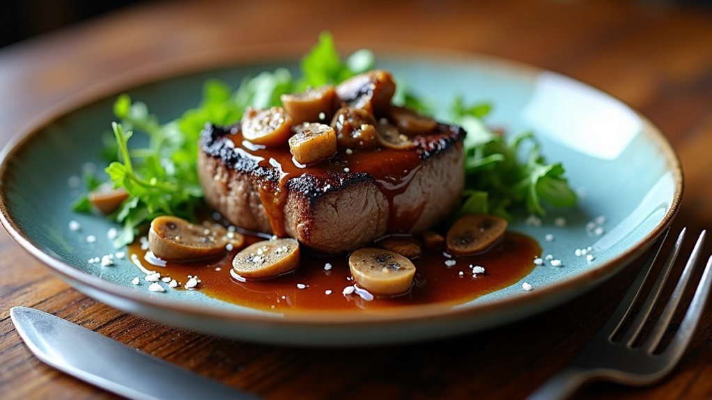 mushroom sauced venison steaks