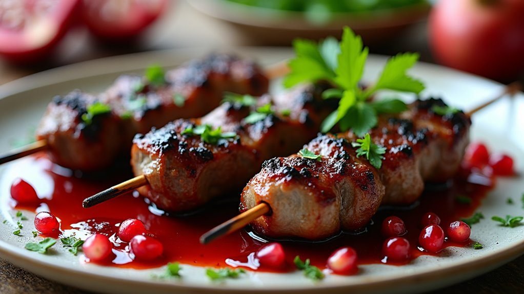 pomegranate glazed lamb skewers