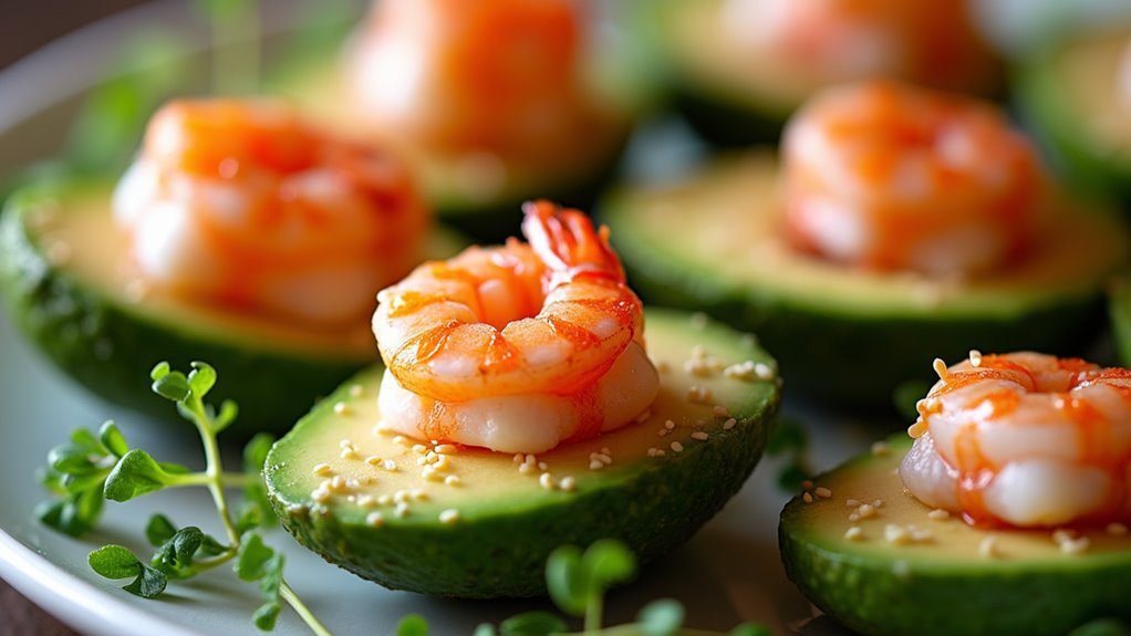 prawn avocado sesame appetizer