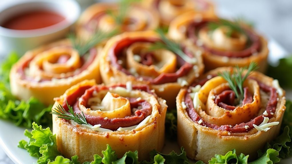 savory reuben tortilla rolls