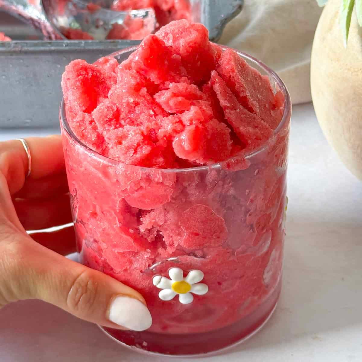 3 Ingredient Watermelon Strawberry Sorbet Recipe