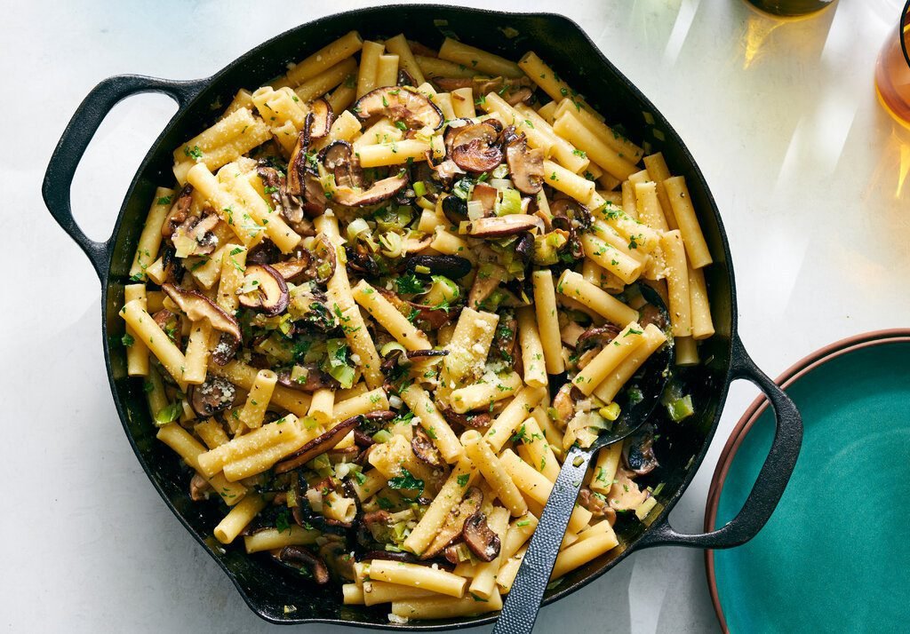 Miso Mushroom and Leek Pasta