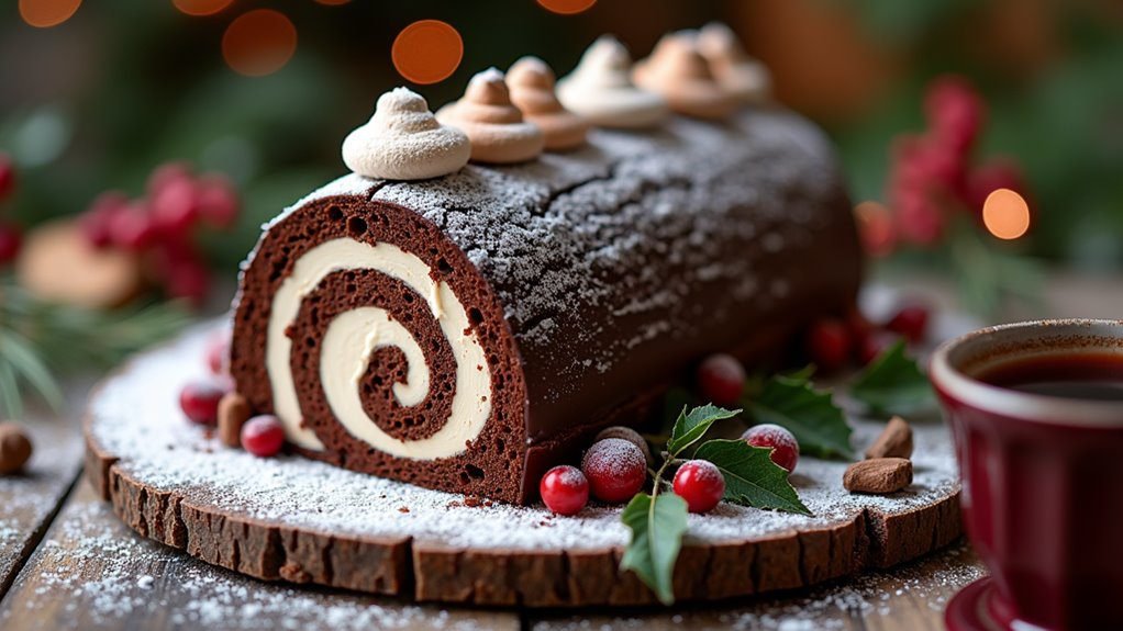 yule log cake dessert
