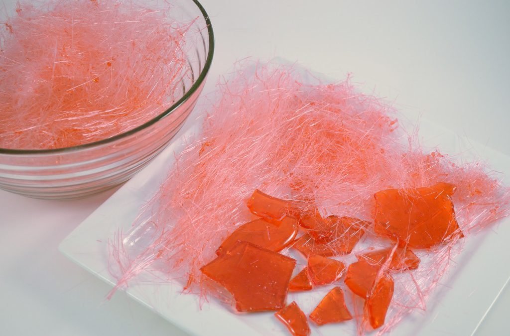 A plate of homemade cotton candy.
