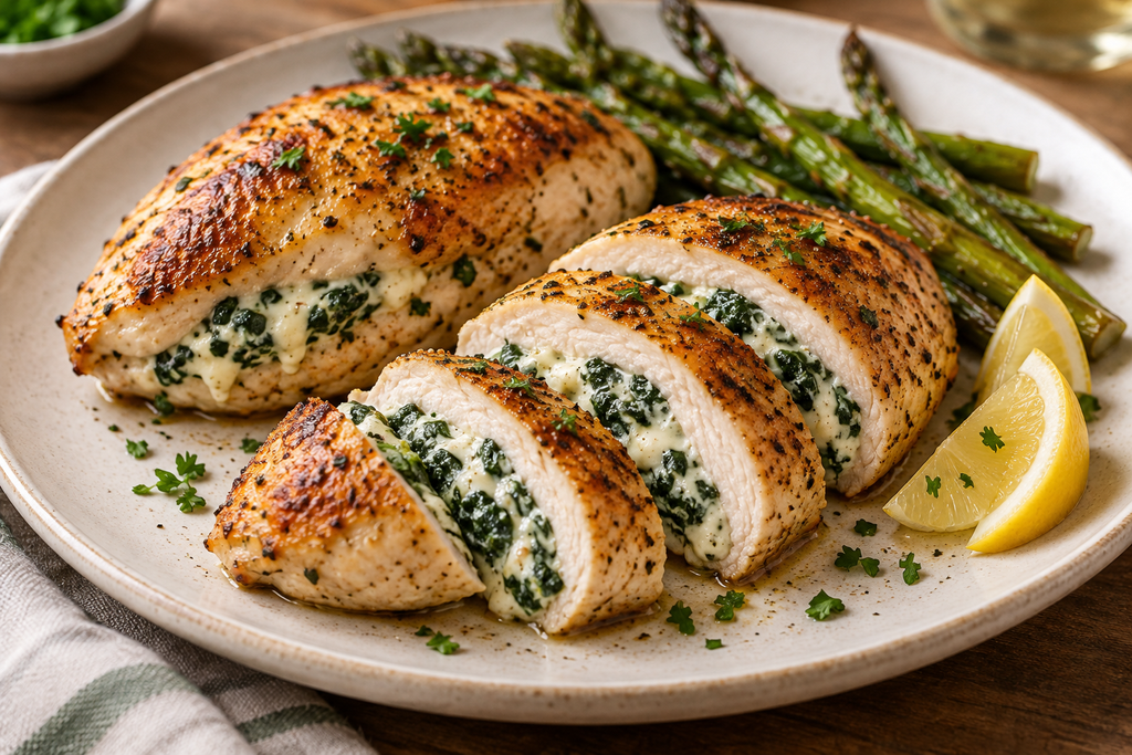 Spinach and Cream Cheese Stuffed Chicken Breast