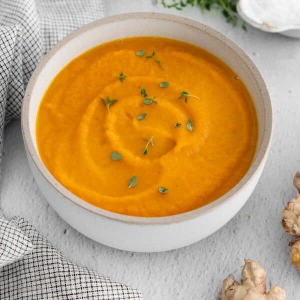 bowl of carrot ginger soup.