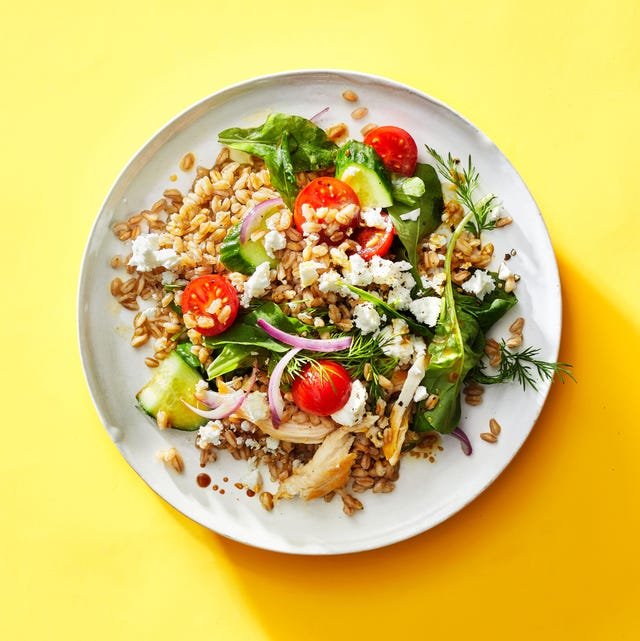 greek chicken and farro salad