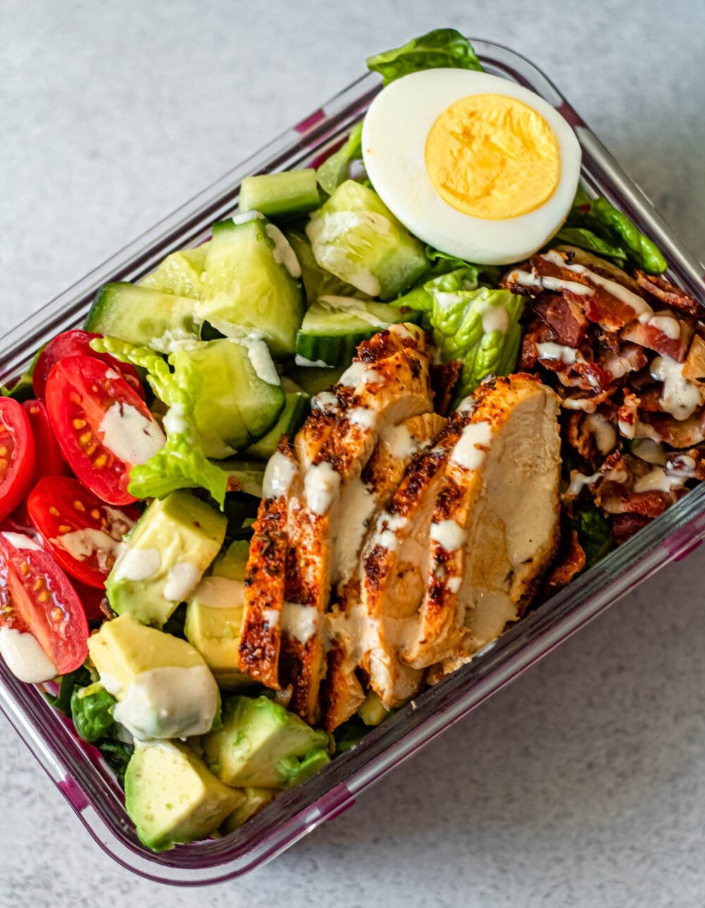 Easy Cobb Salad Meal Prep in meal prep container