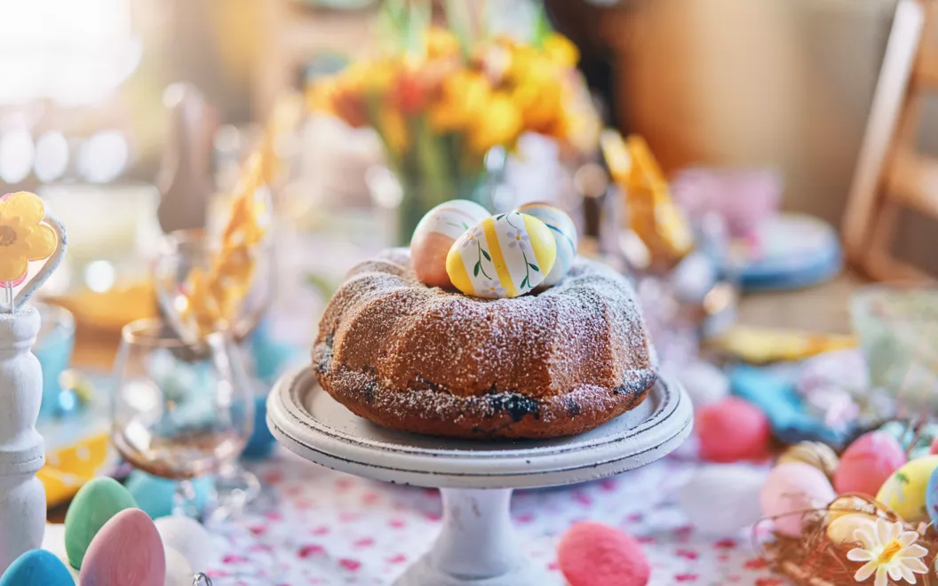Italian Easter cake with eggs