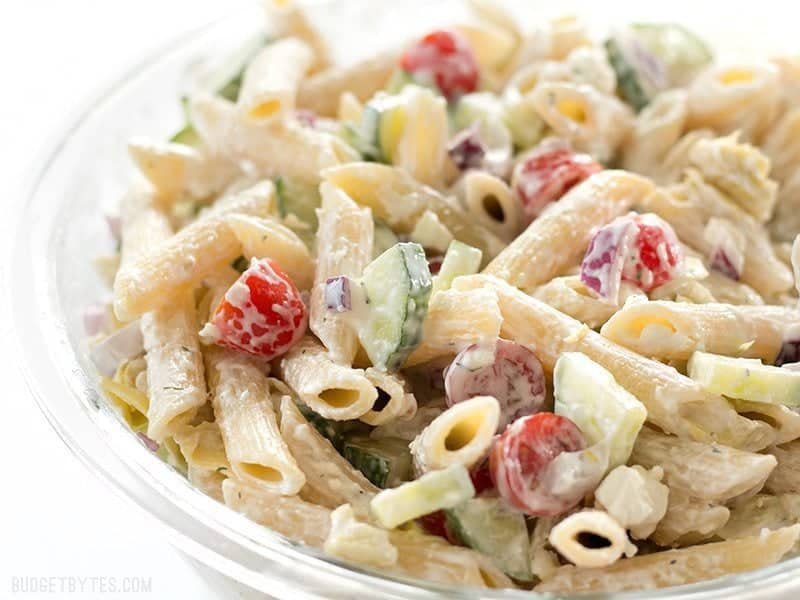 Creamy Lemon Dill Greek Pasta Salad - Budget Bytes