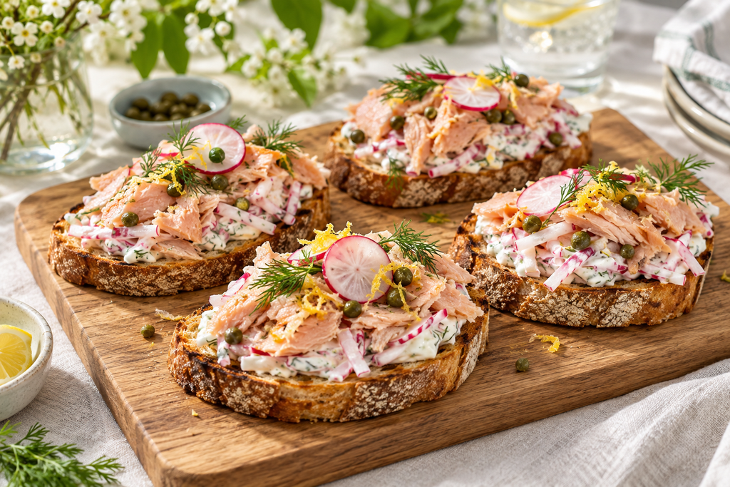 Smoked Trout & Radish Remoulade Tartines