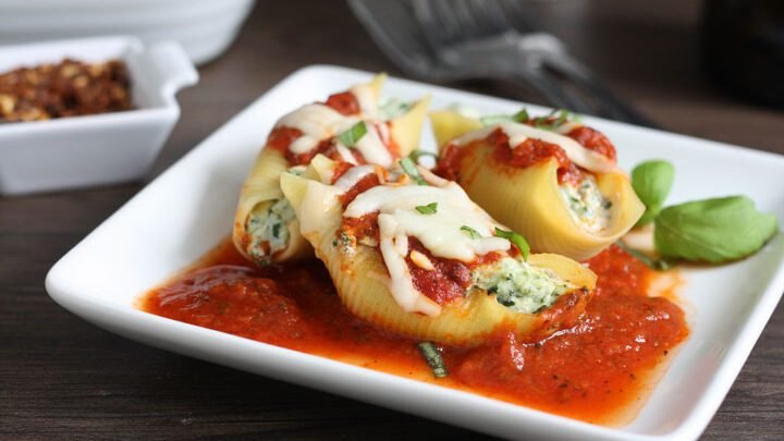 Spinach and Tofu Stuffed Shells