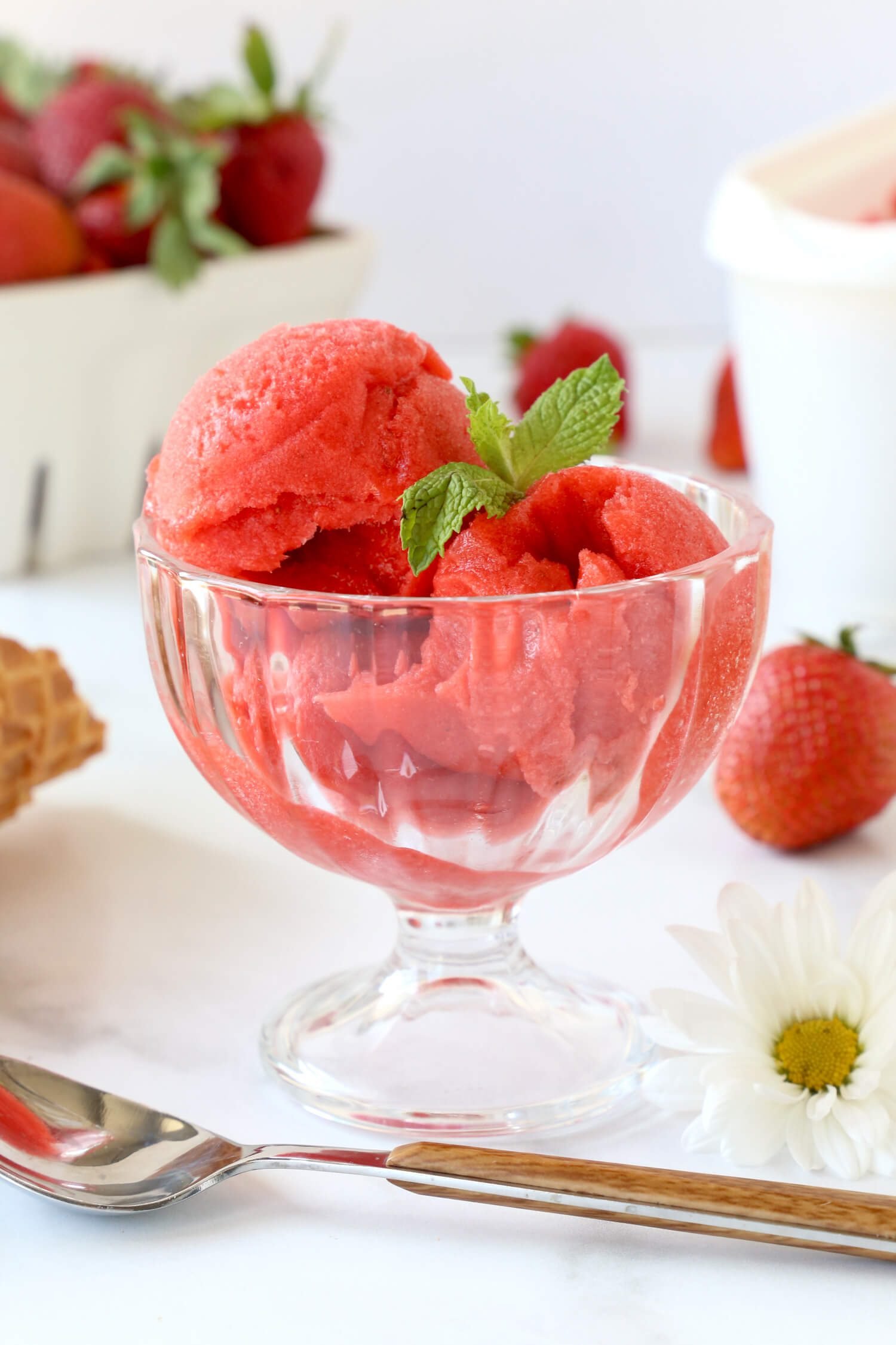 Easy Homemade Strawberry Sorbet