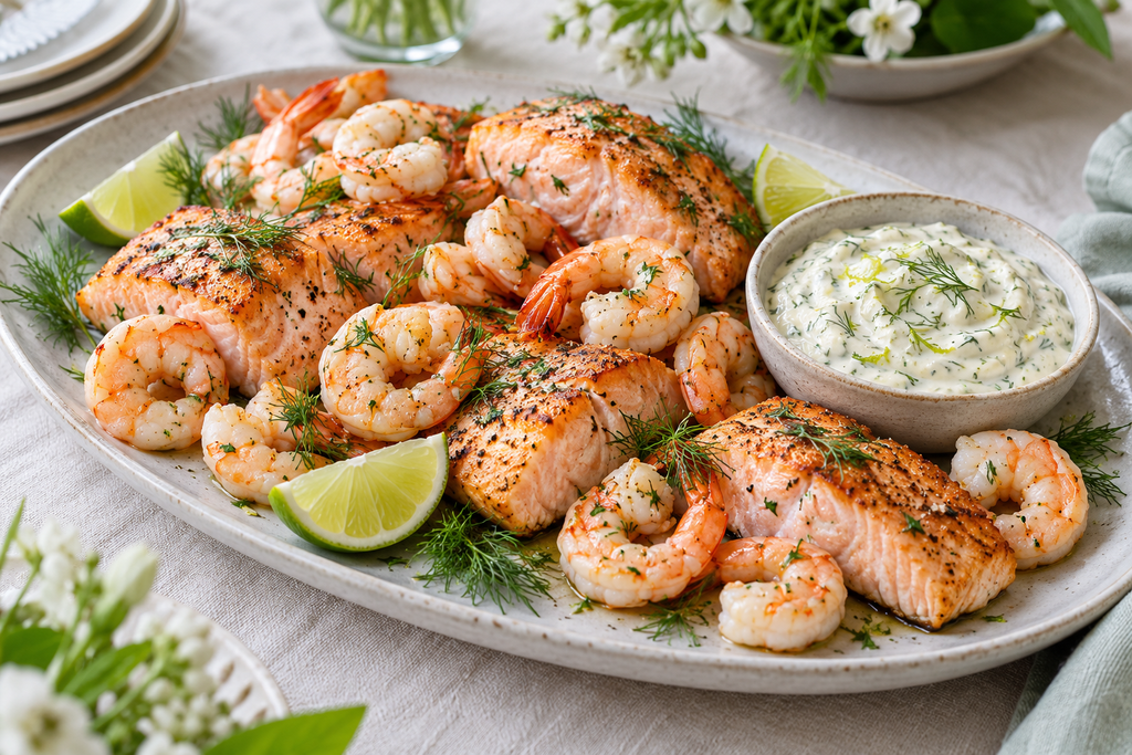 Salmon & Prawns With Dill & Lime Aïoli