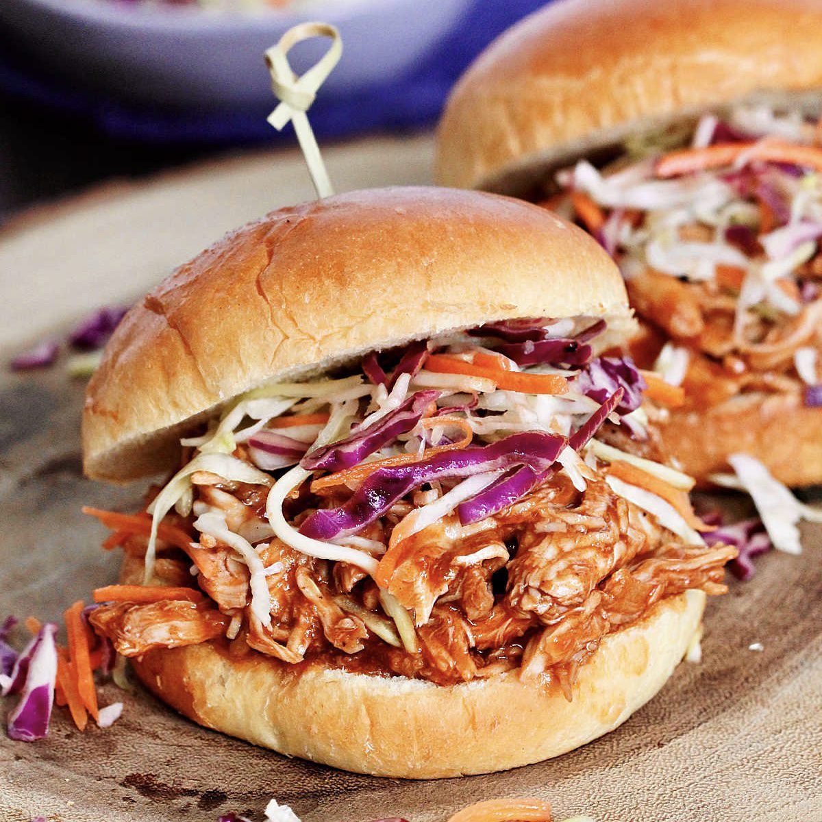 Slow Cooker BBQ Pulled Chicken Sandwiches