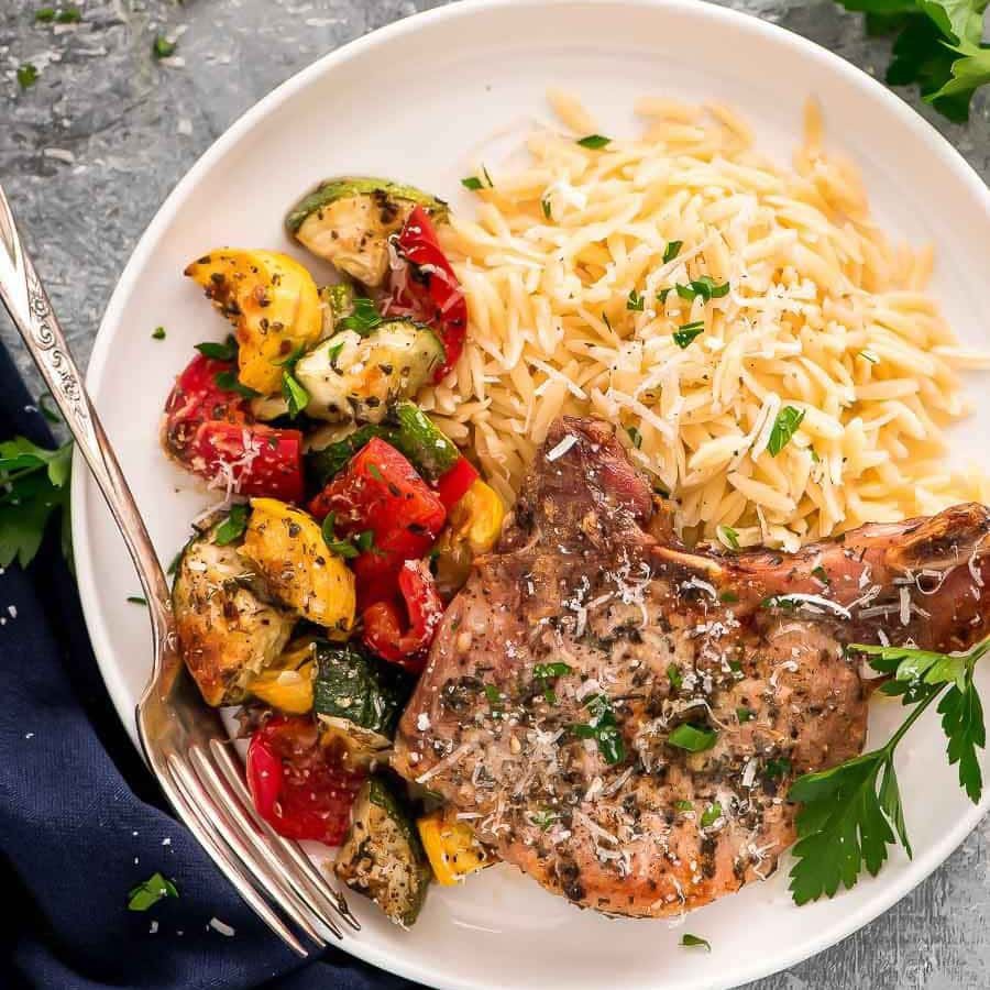 Italian Pork Chops {Baked with Veggies} | Lil' Luna