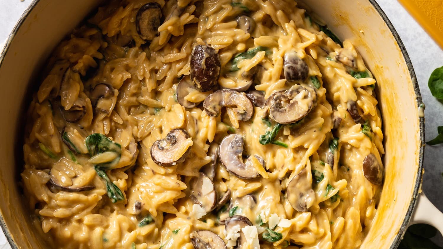One-Pot Creamy Mushroom and Spinach Orzo