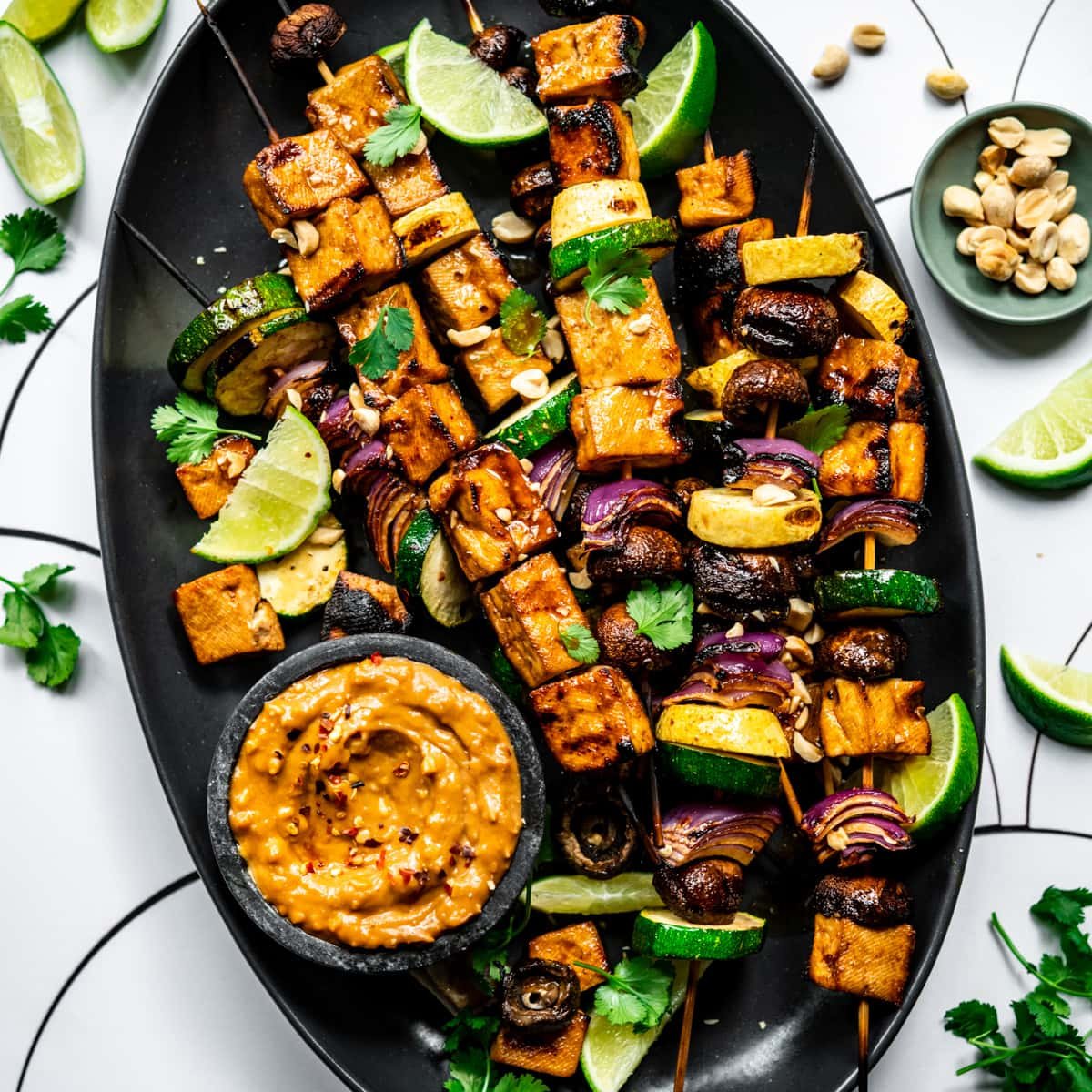 Grilled Tofu Kebabs with Peanut Sauce