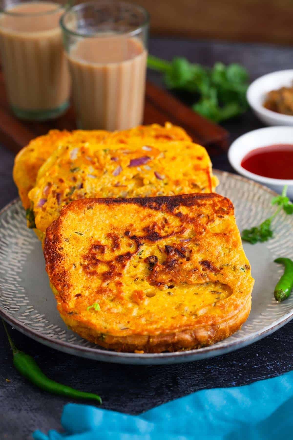 Besan Bread Toast - Sinfully Spicy