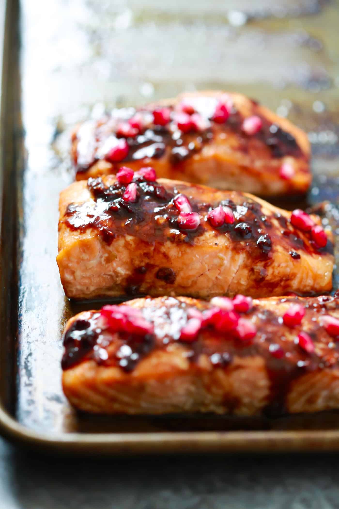 4-Ingredient Pomegranate Glazed Salmon - Primavera Kitchen
