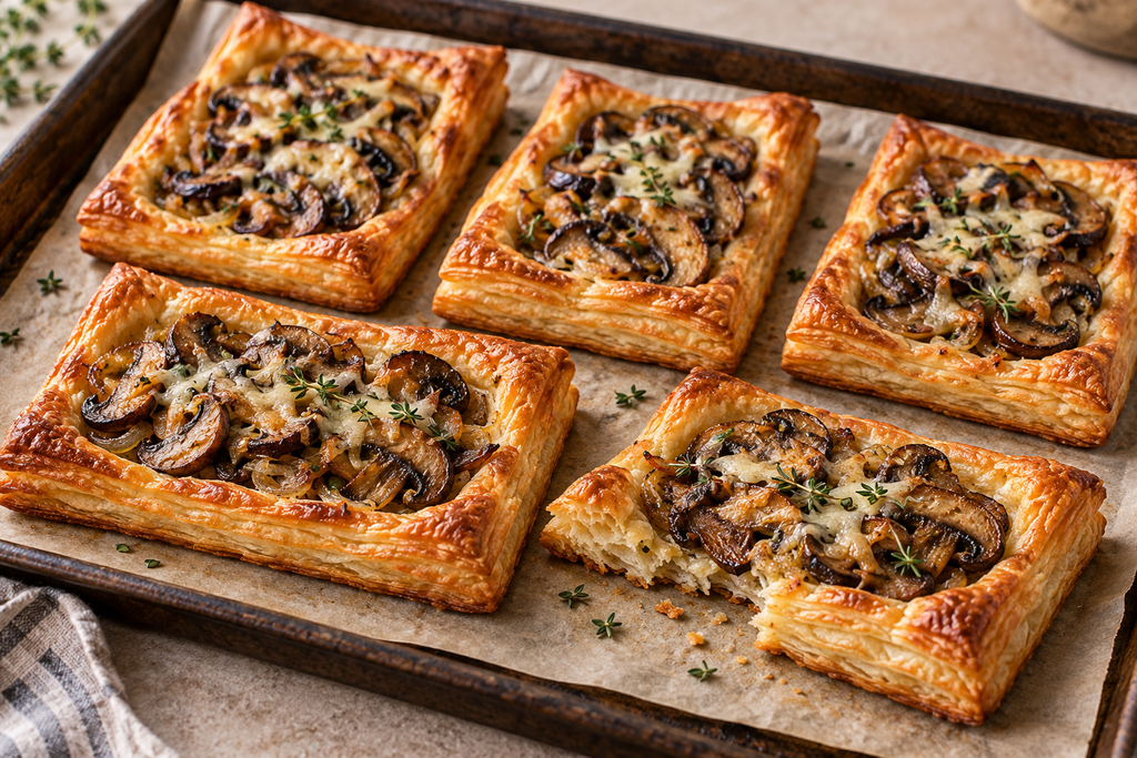 Mushroom and Gruyère Puff Pastry Tartlets