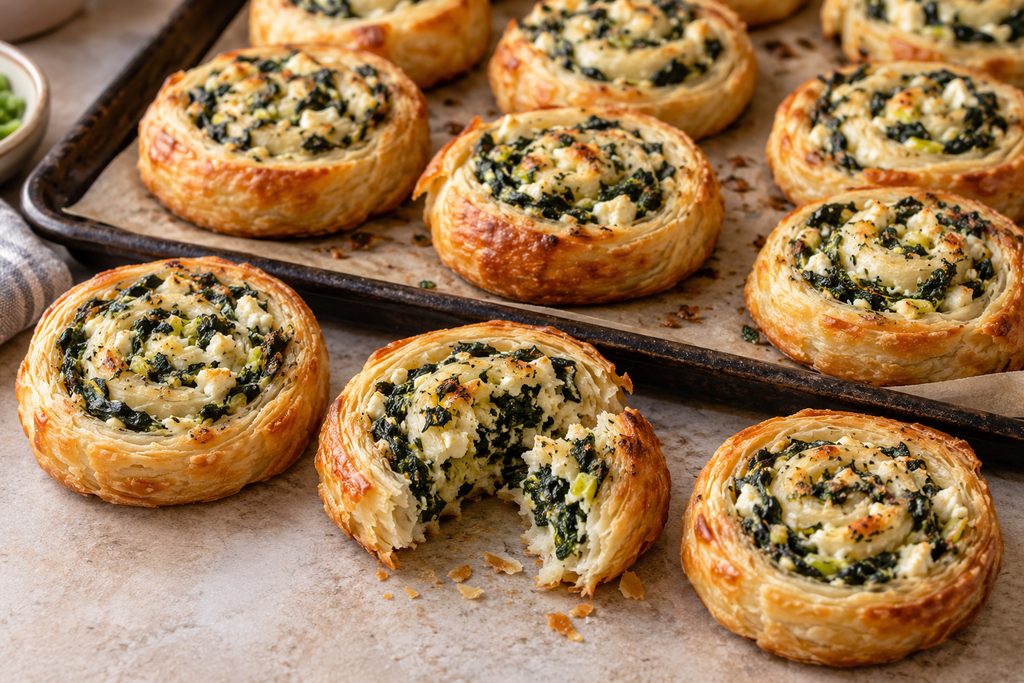 Spinach and Feta Puff Pastry Pinwheels