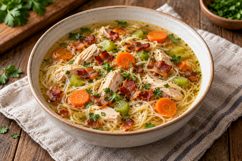 Chicken, Bacon and Vermicelli Soup