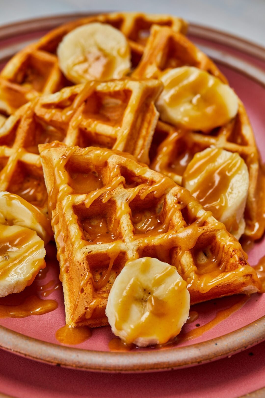 Peanut Butter Waffles + Maple Caramel Bananas | Southern FATTY