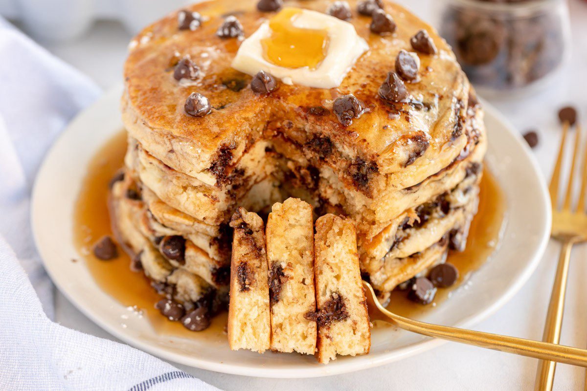 Fluffy Chocolate Chip Pancakes - Kylee Cooks