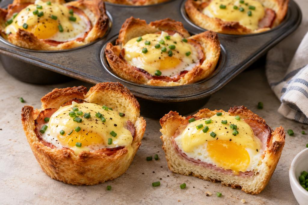 Eggs Benedict Toast Cups