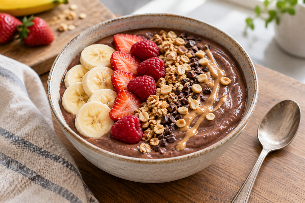 Chocolate Peanut Butter Banana Smoothie Bowl