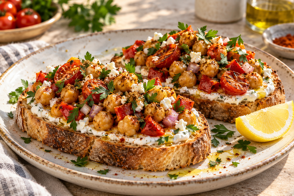 Mediterranean Chickpea Breakfast Toast