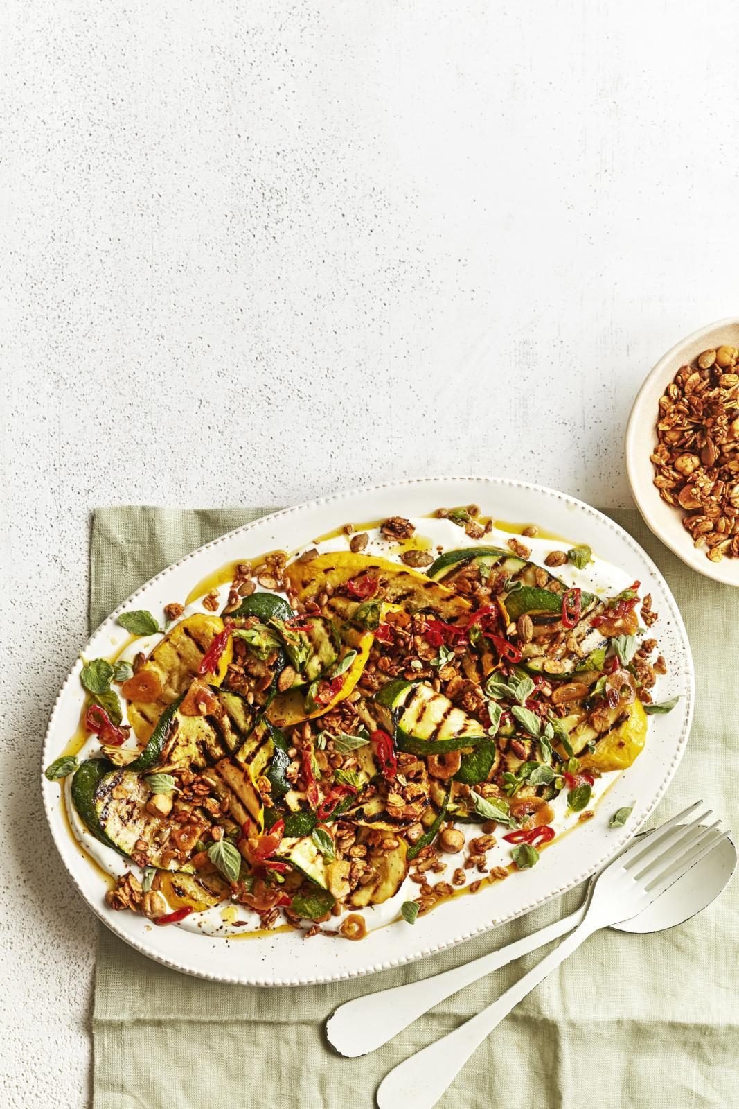 BBQ kofte with whipped feta and tahini slaw