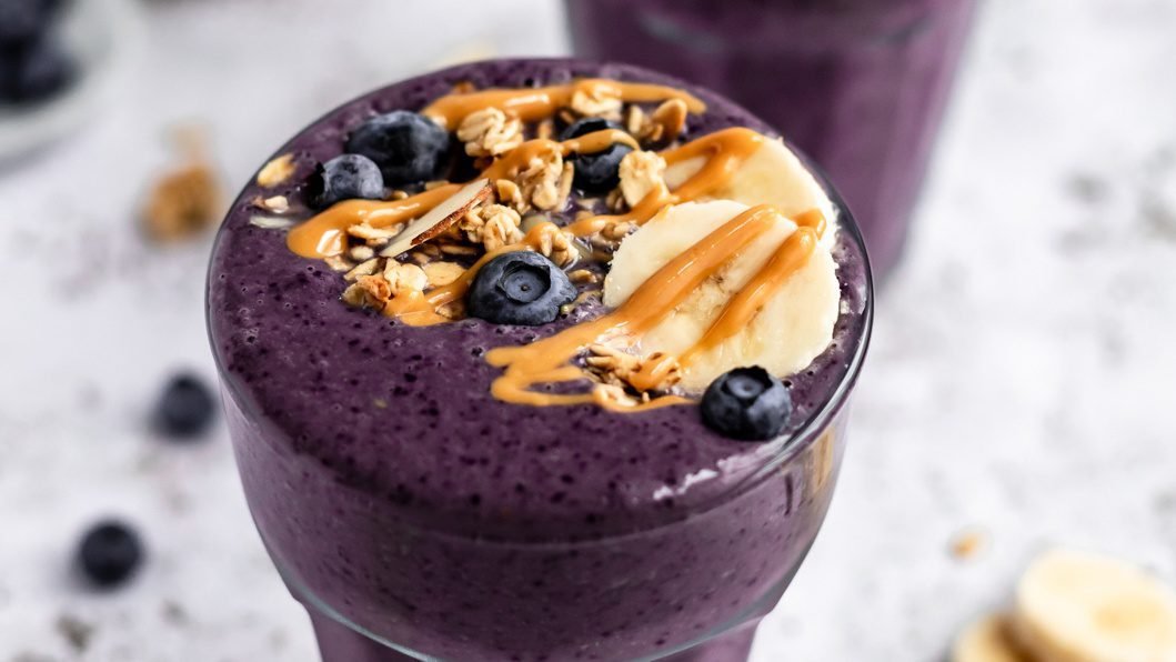 Peanut Butter Blueberry Banana Smoothie | Ambitious Kitchen