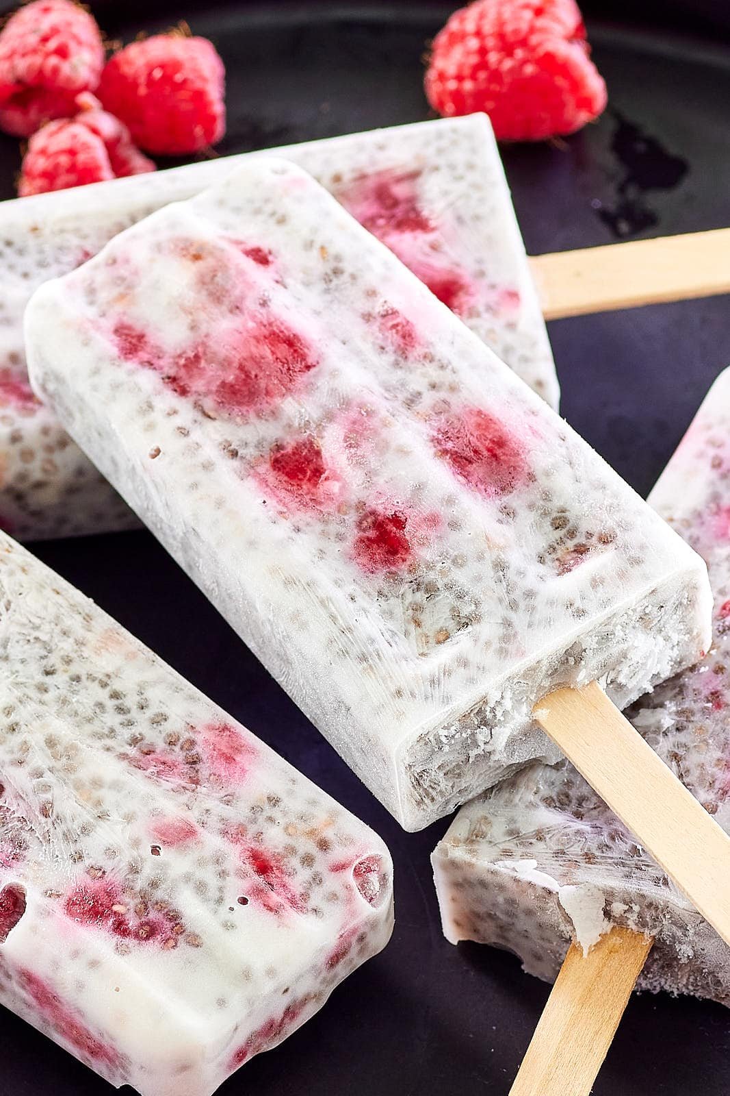 Raspberry Coconut Chia Pudding Popsicles - Skinnytaste