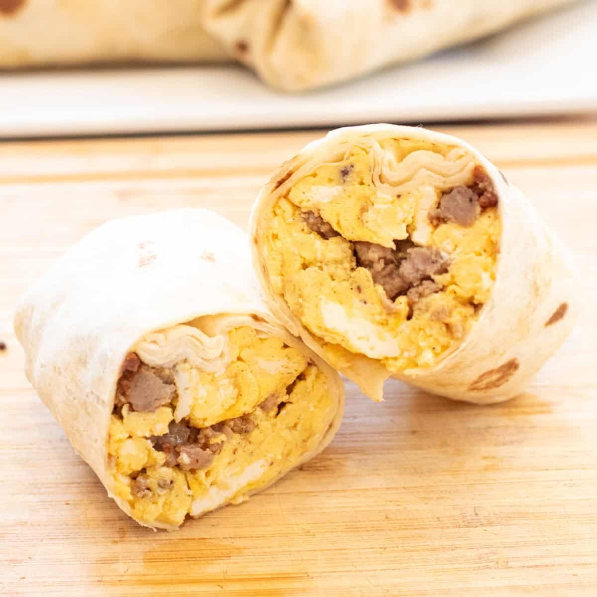 Sausage Egg and Cheese Breakfast Burritos - Served From Scratch