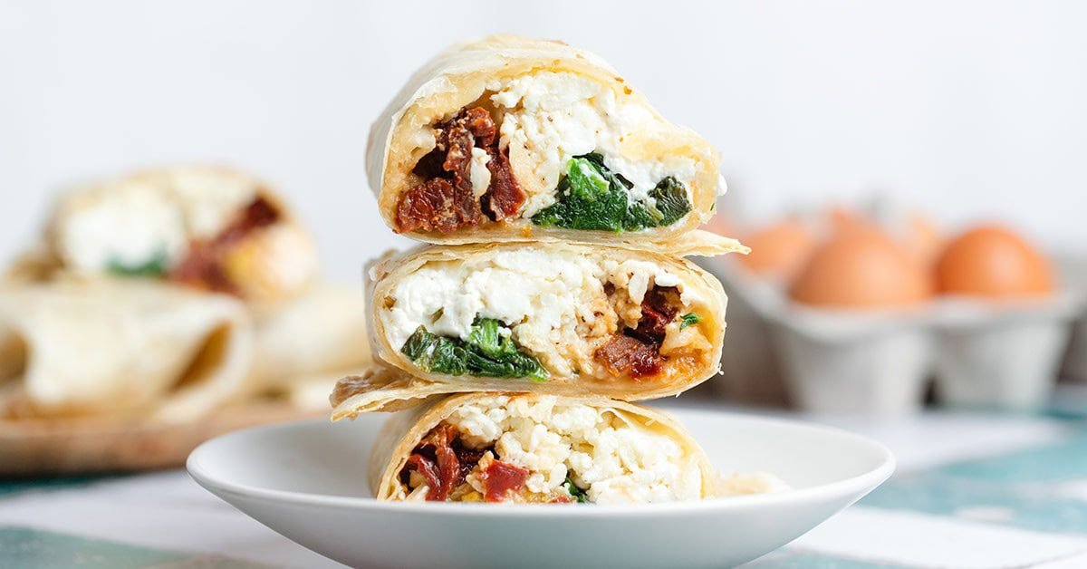 Spinach Feta Egg White Wrap - The Healthful Ideas