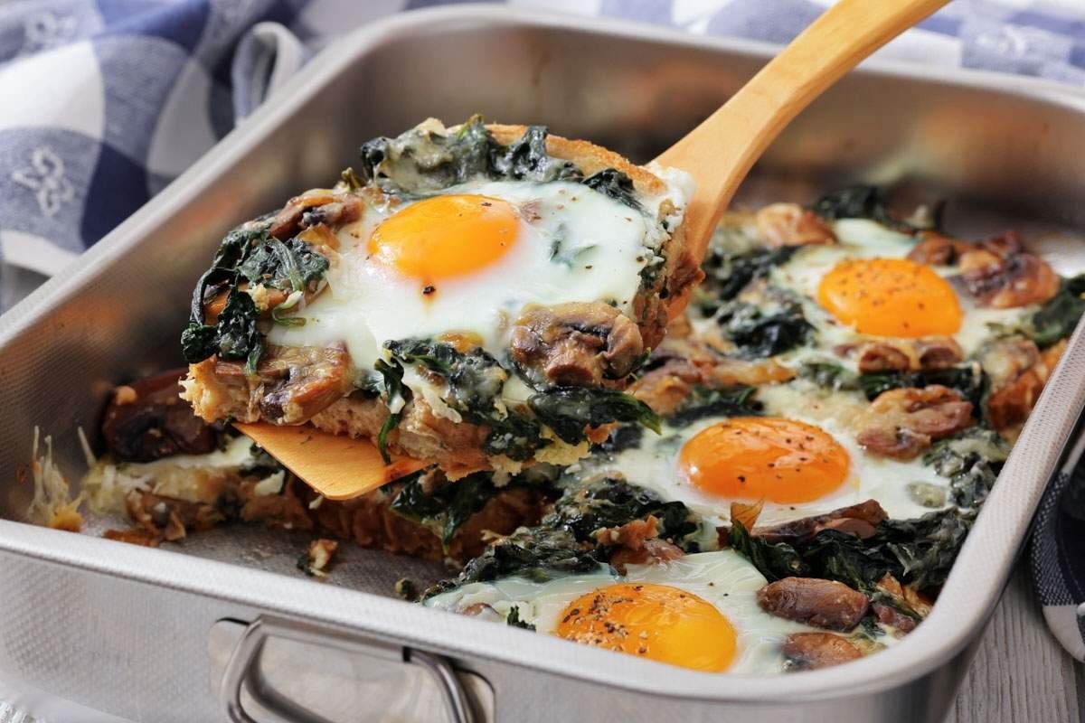 Spinach-Mushroom Baked Eggs