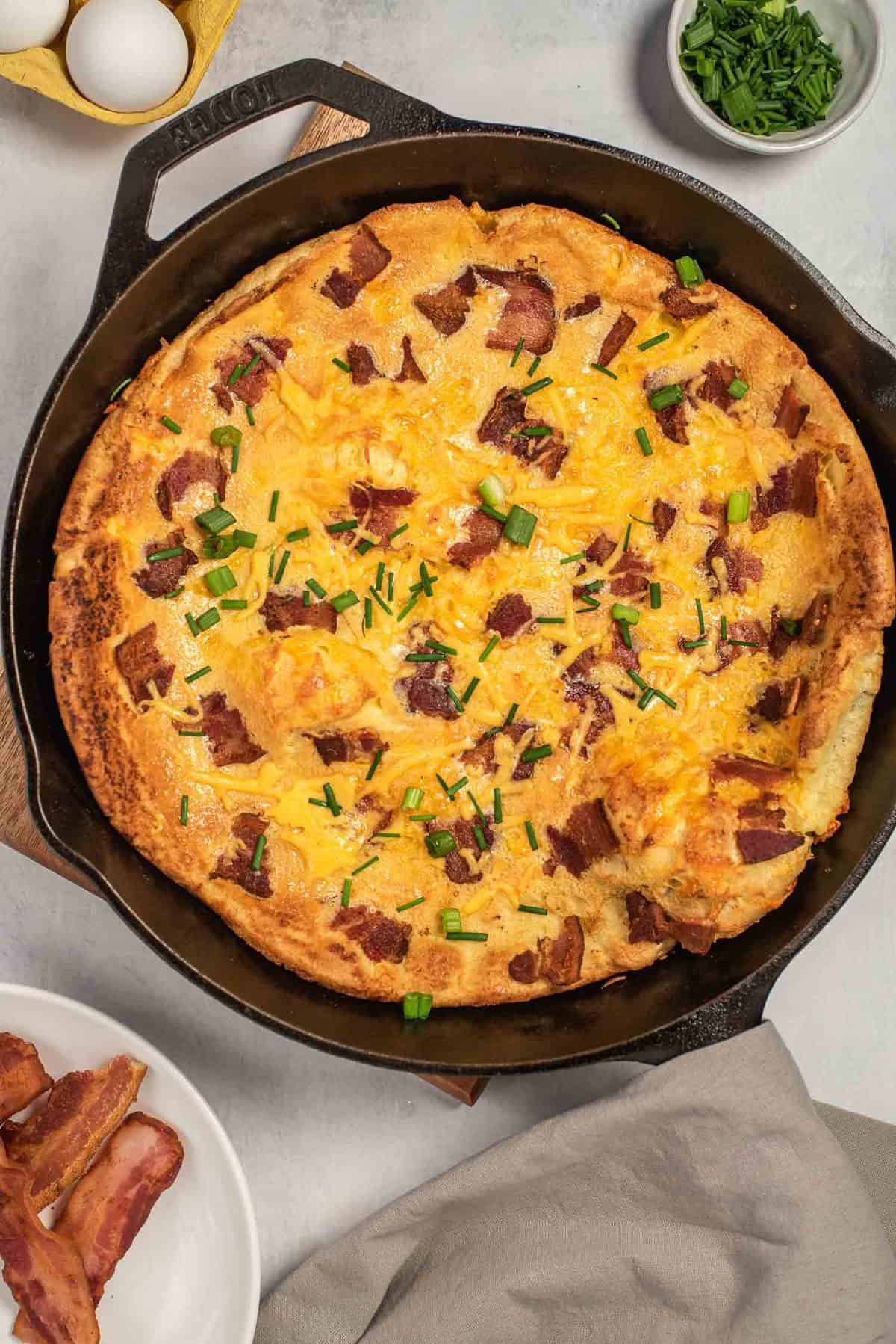 Savory Bacon Dutch Baby with Cheddar Cheese • Pancake Recipes