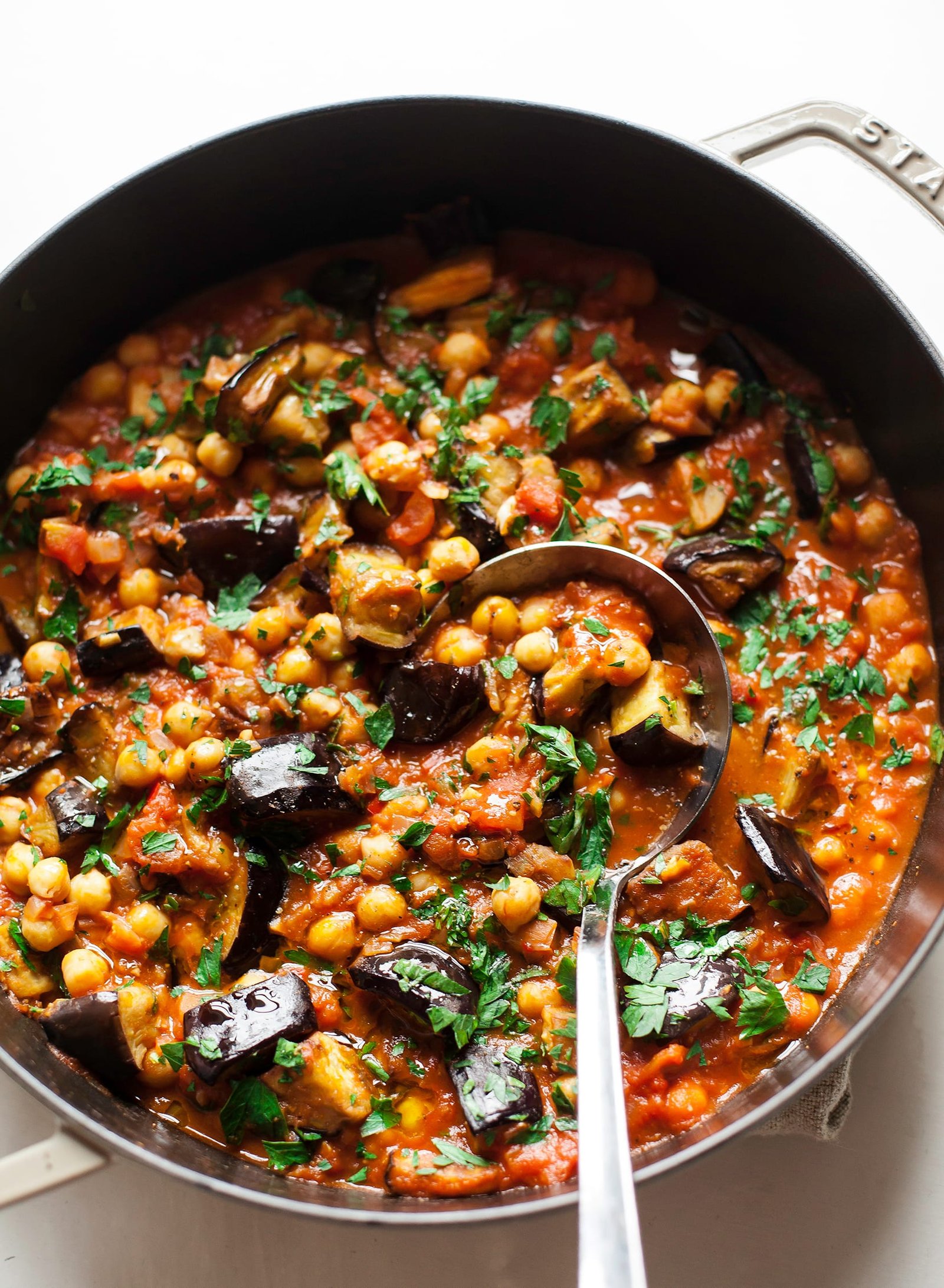Braised Harissa Eggplant with Chickpeas | The First Mess